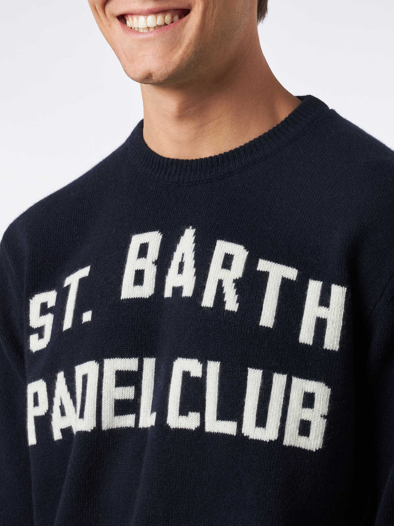 Herren-Pullover mit Rundhalsausschnitt und Jacquard-Aufdruck des St. Barth Padel Club