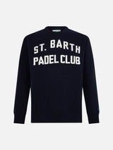 Herren-Pullover mit Rundhalsausschnitt und Jacquard-Aufdruck des St. Barth Padel Club