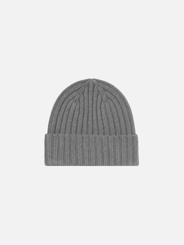 Man grey cashmere hat Wengen with St. Barth embroidery