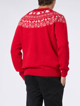 Maglione rosso da uomo in stile norvegese