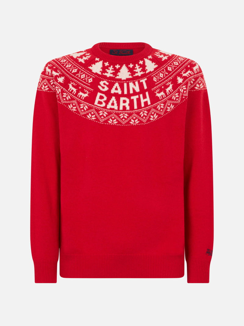 Norwegian style man red sweater