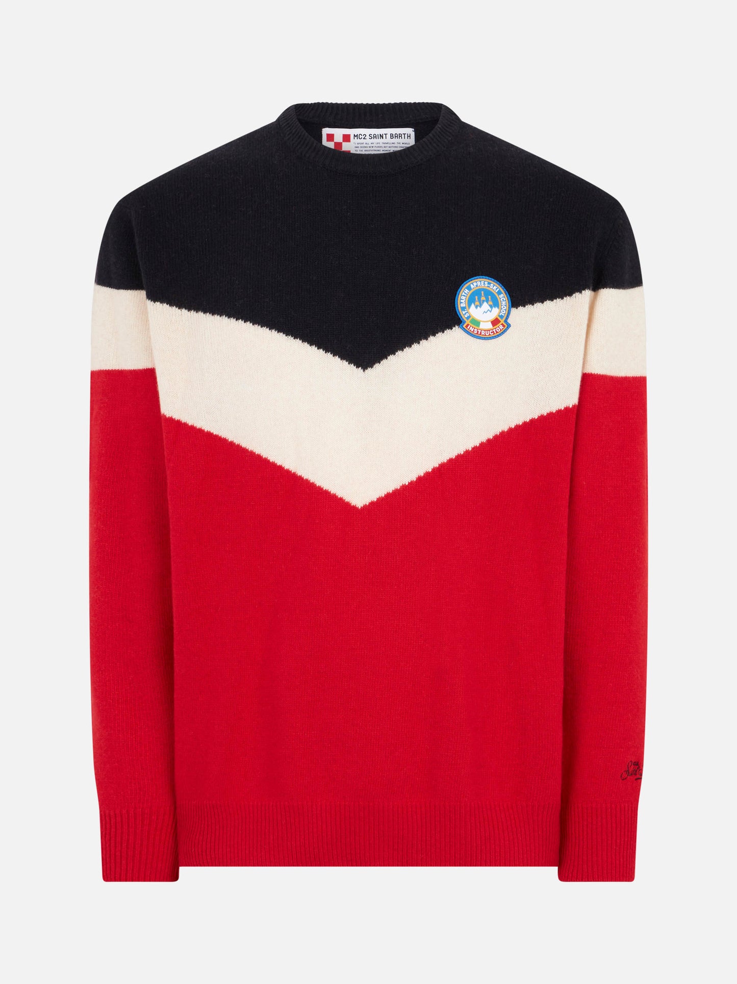 Blended cashmere man red and blue sweater - MC2 Saint Barth