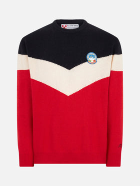Blended cashmere man red and blue sweater - MC2 Saint Barth