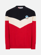 Blended cashmere man red and blue sweater