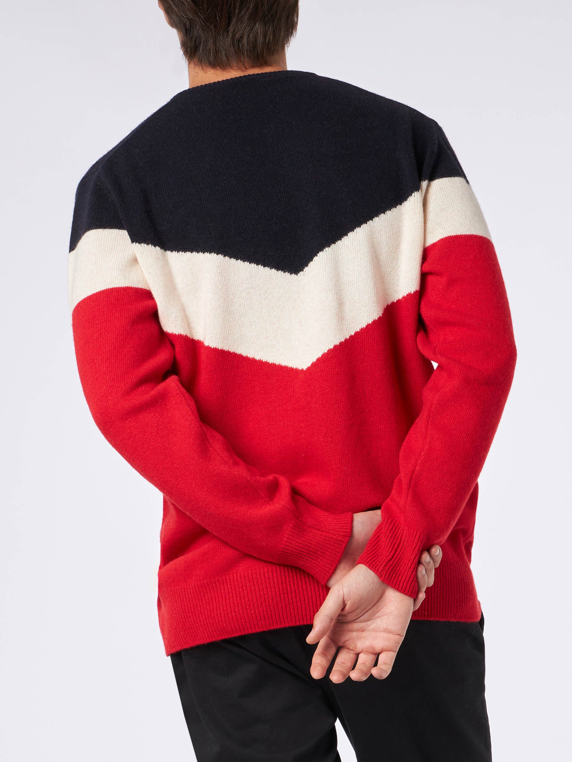 Blended cashmere man red and blue sweater - MC2 Saint Barth