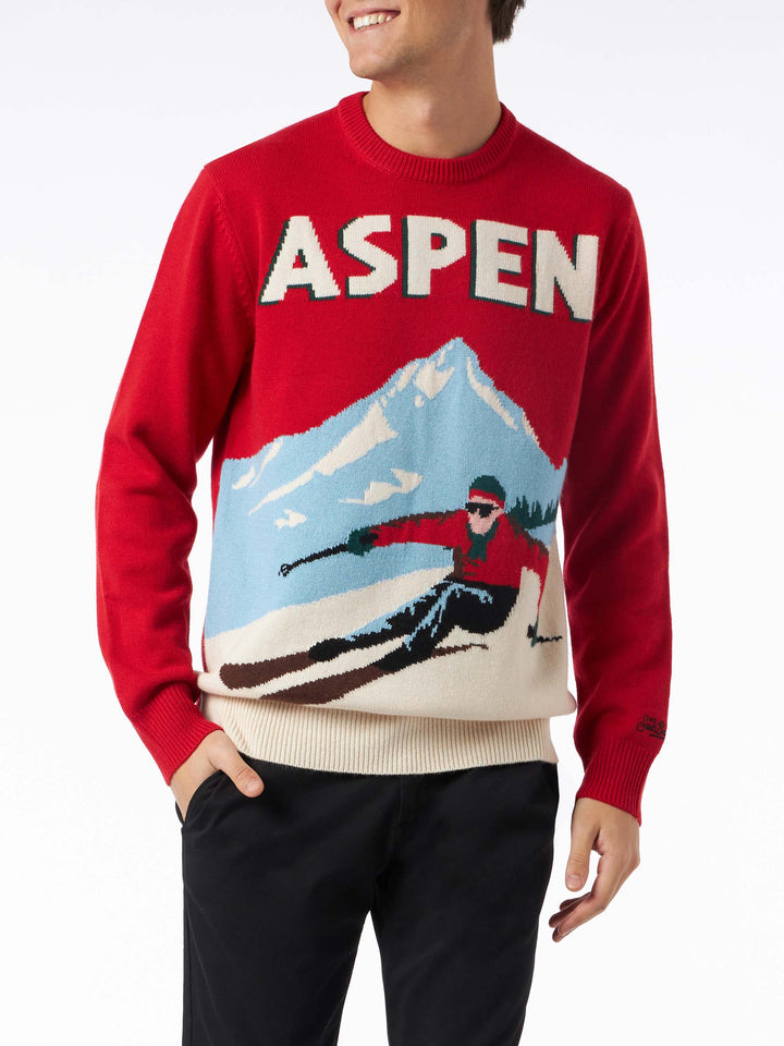 Rundhalspullover für Herren mit Jacquardmuster „Aspen Postcard“