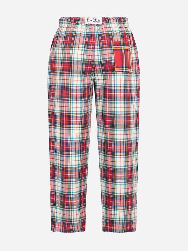 Pantaloni del pigiama da bambino con stampa tartan