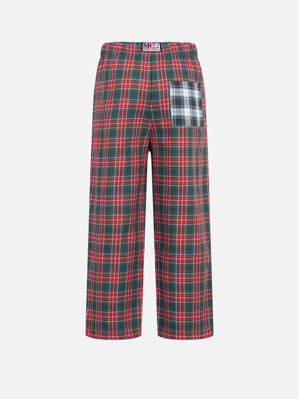 Pantaloni del pigiama da bambina con stampa tartan