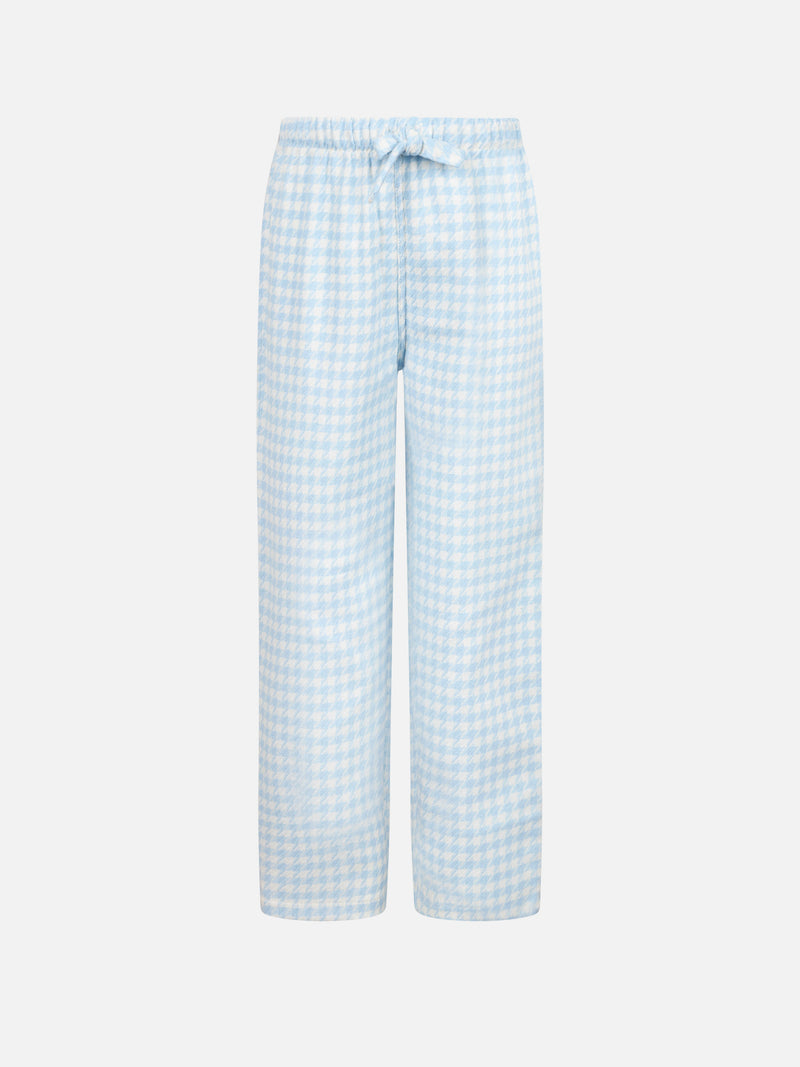 Kid pajama pants with pied de poule print