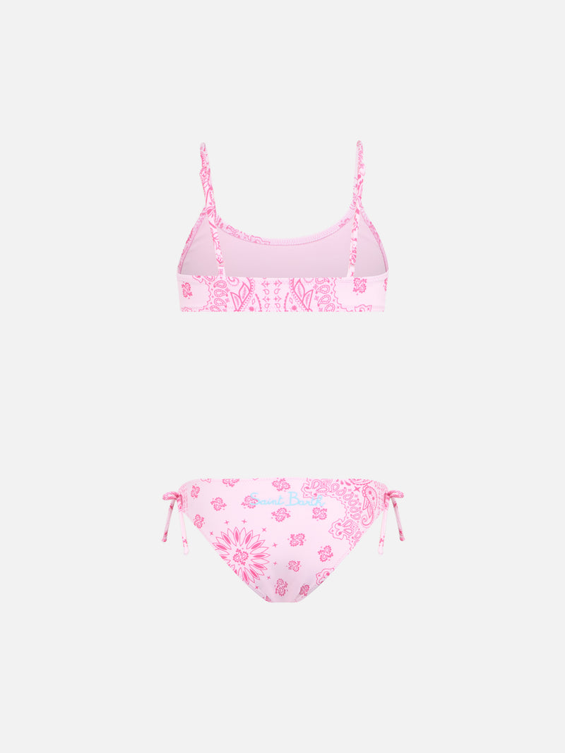 Bikini a bralette bandana rosa da bambina Jaiden