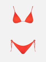 Orangefarbener, gerippter Triangel-Bikini