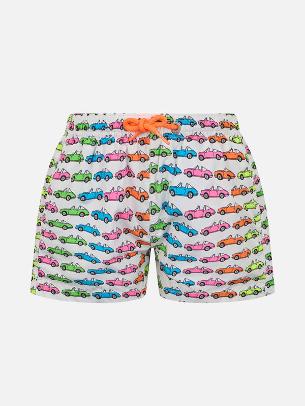 Boy lightweight fabric swim-shorts Jean Lighting with cars print