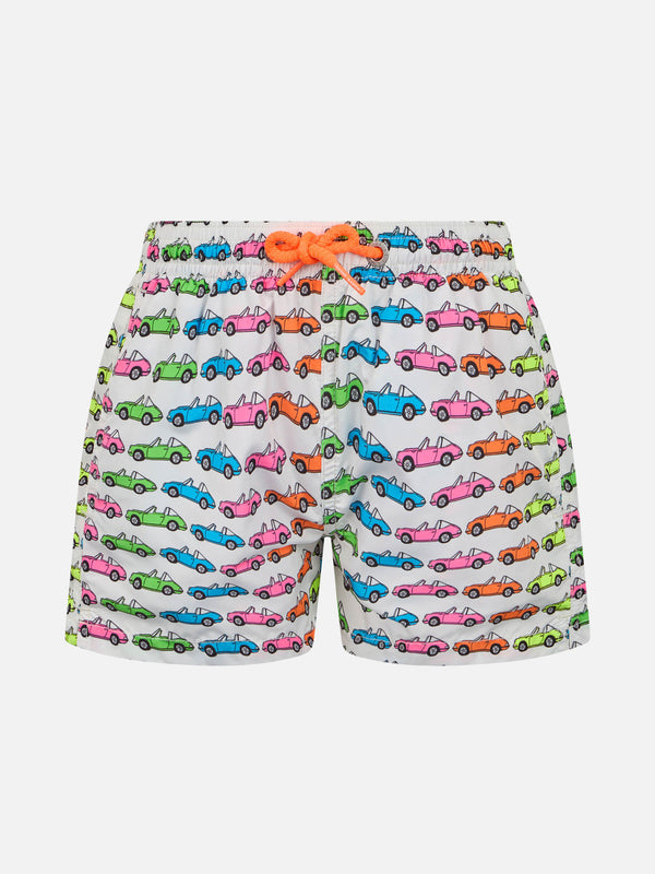 Boy lightweight fabric swim-shorts Jean Lighting with cars print