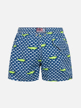 Boy lightweight fabric swim-shorts Jean Lighting with crocodile print