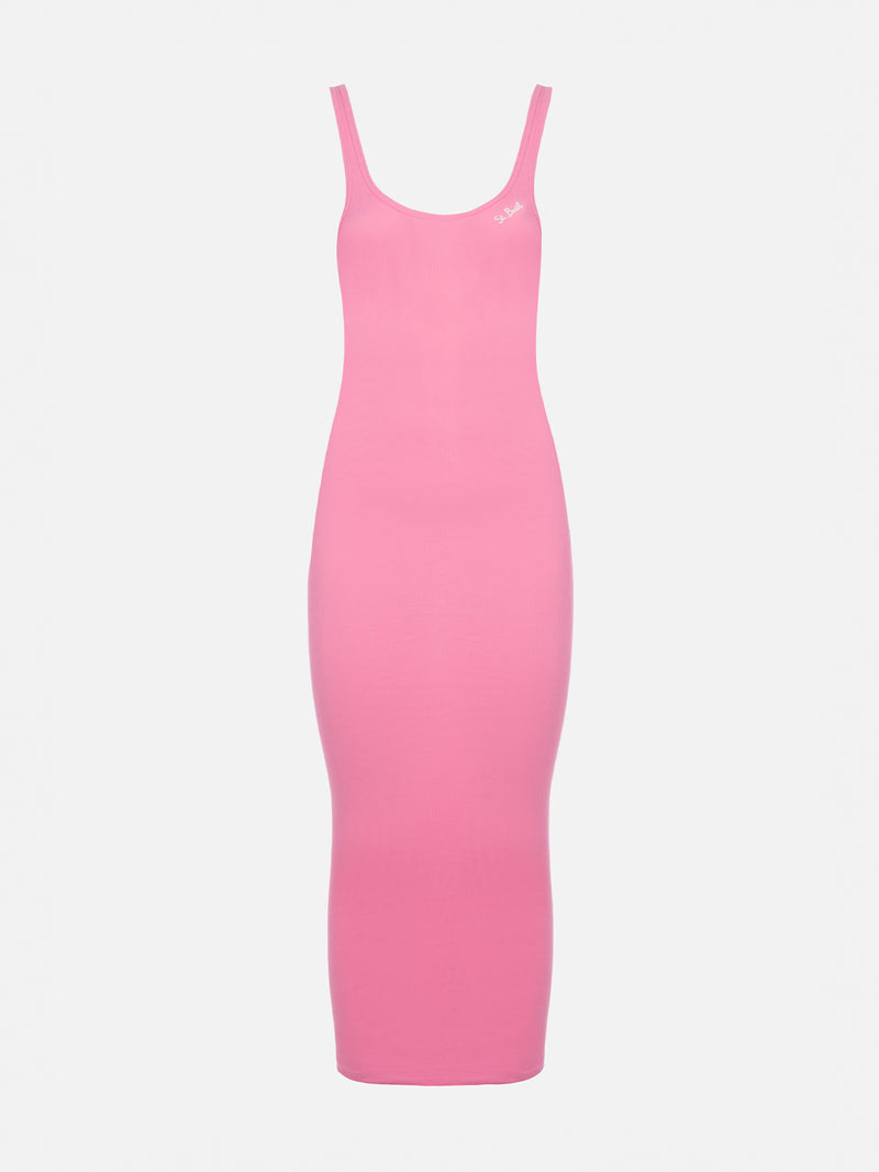 Woman ribbed pink cotton jersey tank dress Jennifer