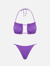 Woman purple bandeau bikini