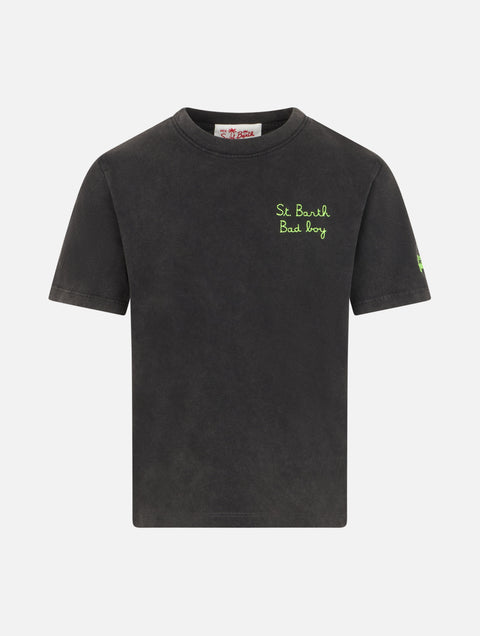 Boy black cotton t-shirt Josh - MC2 Saint Barth