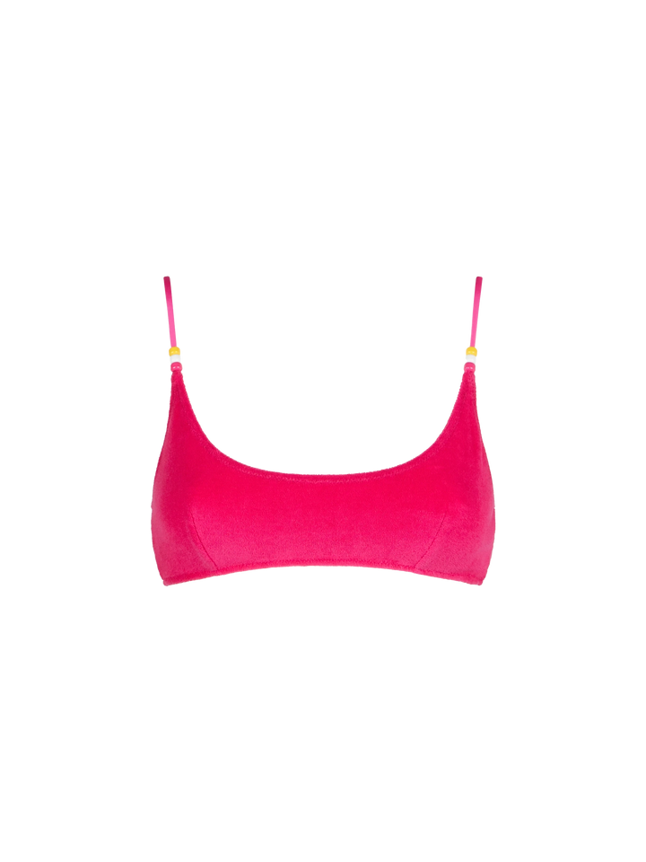 Frottee-Bralette-Badeanzug für Damen in Fuchsia