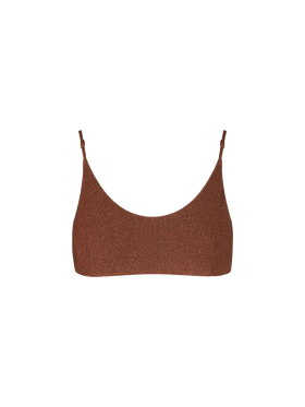 Woman lurex brown bralette top