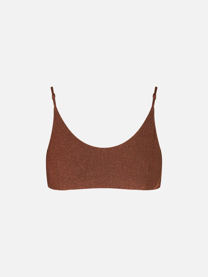 Braunes Bralette-Top für Damen aus Lurex