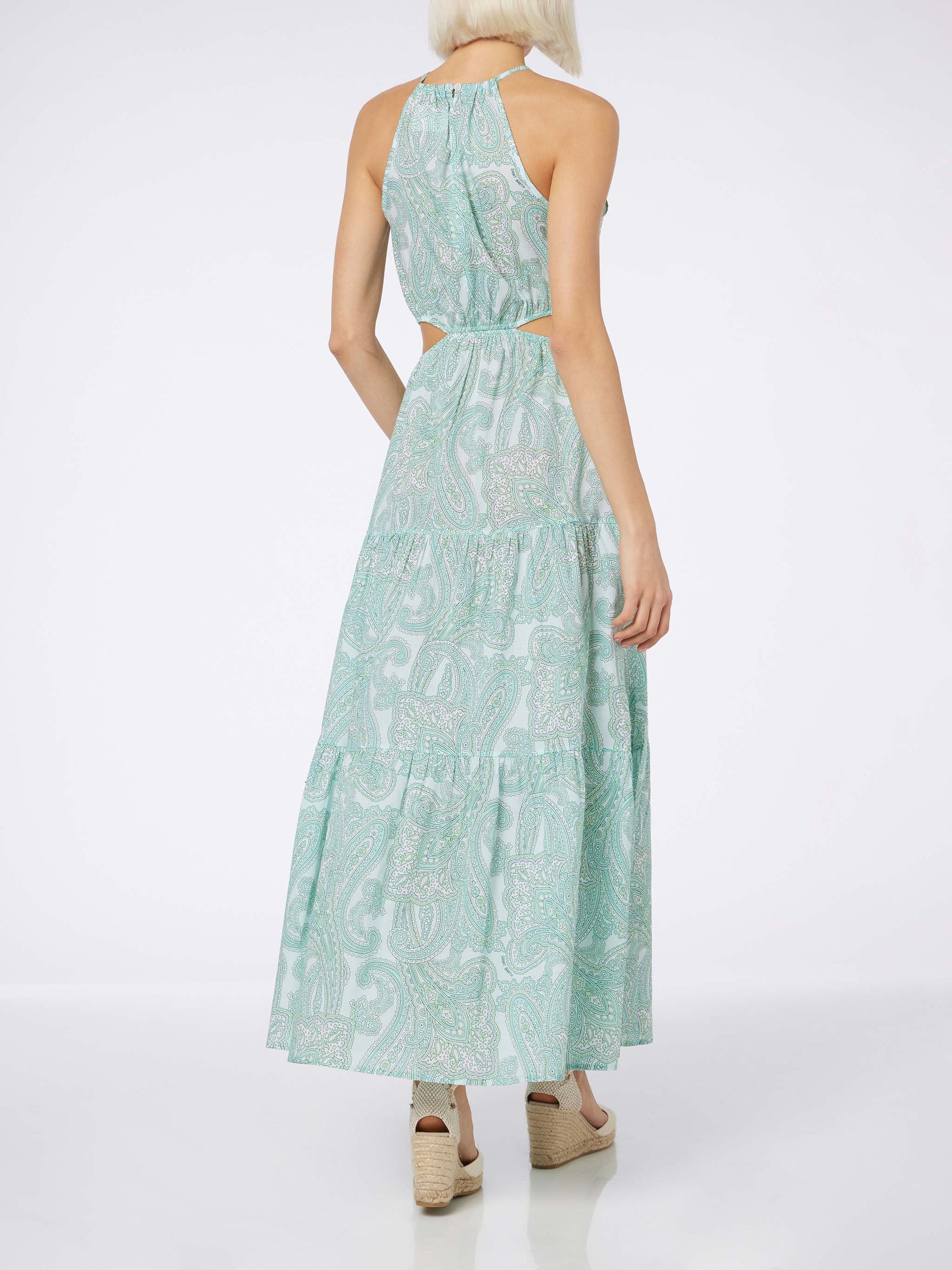 Woman cut out long dress Kaby with paisley print Woman cut out long dress Kaby with paisley print