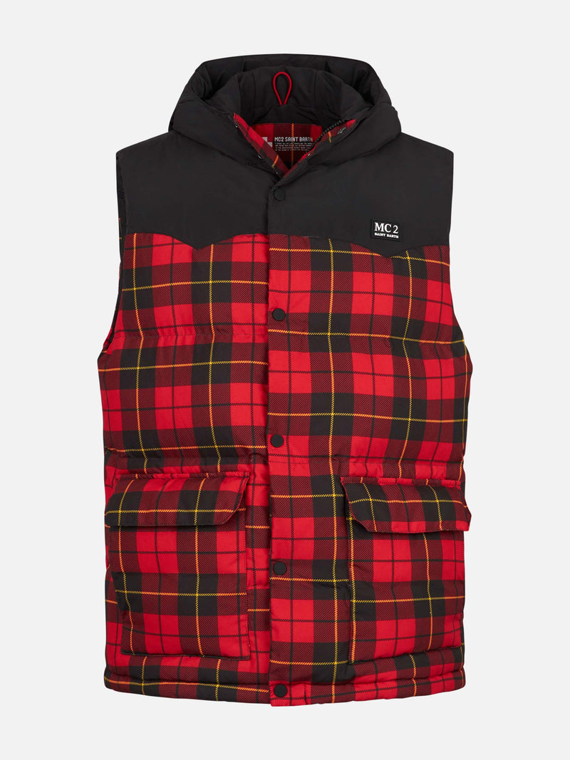 Gilet in piumino scozzese da uomo