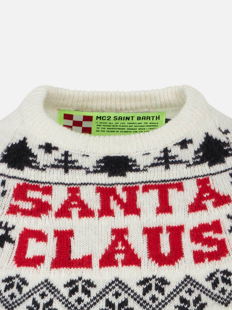 Maglia da bambino girocollo con ricamo Santa Claus