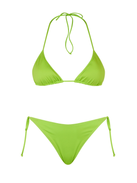 Woman lime green triangle bikini