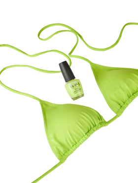 Woman lime green triangle bikini