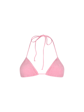 Woman pink terry triangle top swimsuit Leah