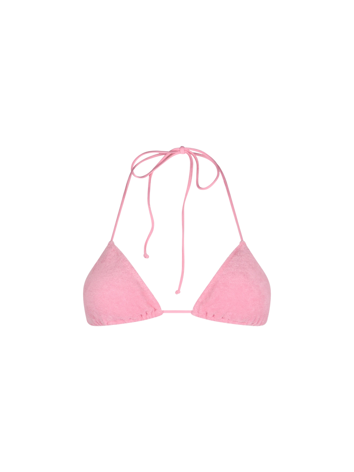 Rosa Frottee-Triangel-Top-Badeanzug Leah für Damen