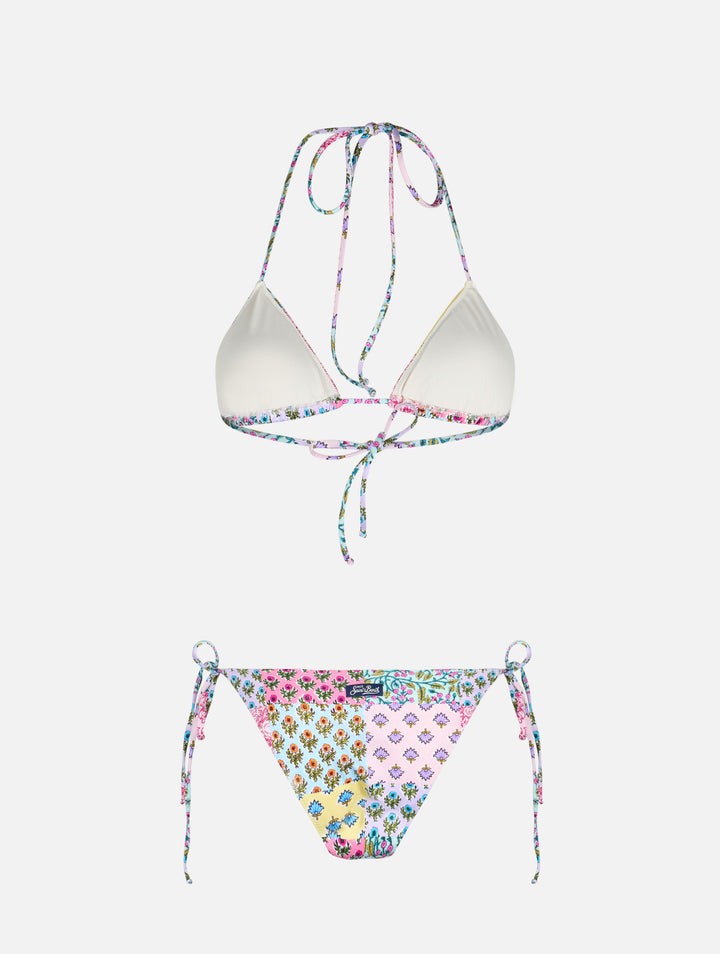 Bikini de triángulo Leah Virgo para mujer con parche floral radical 