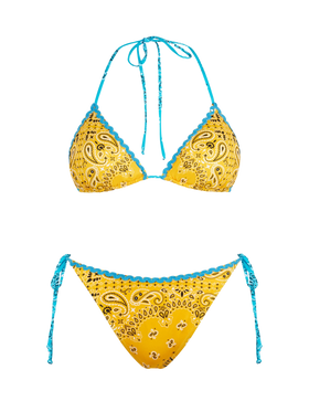 Woman triangle bikini with bandanna print