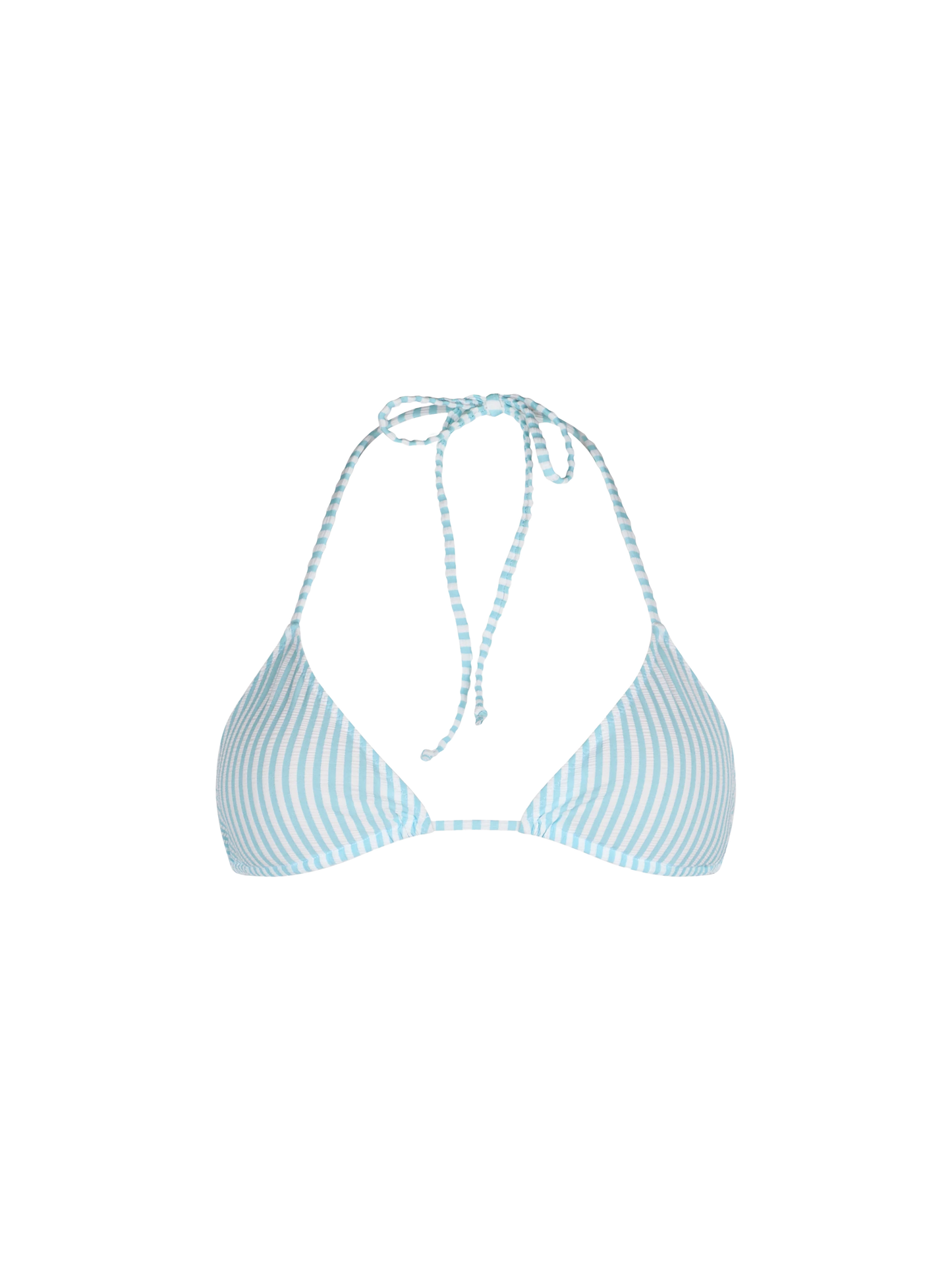 Woman seersucker striped triangle top swimsuit Leah