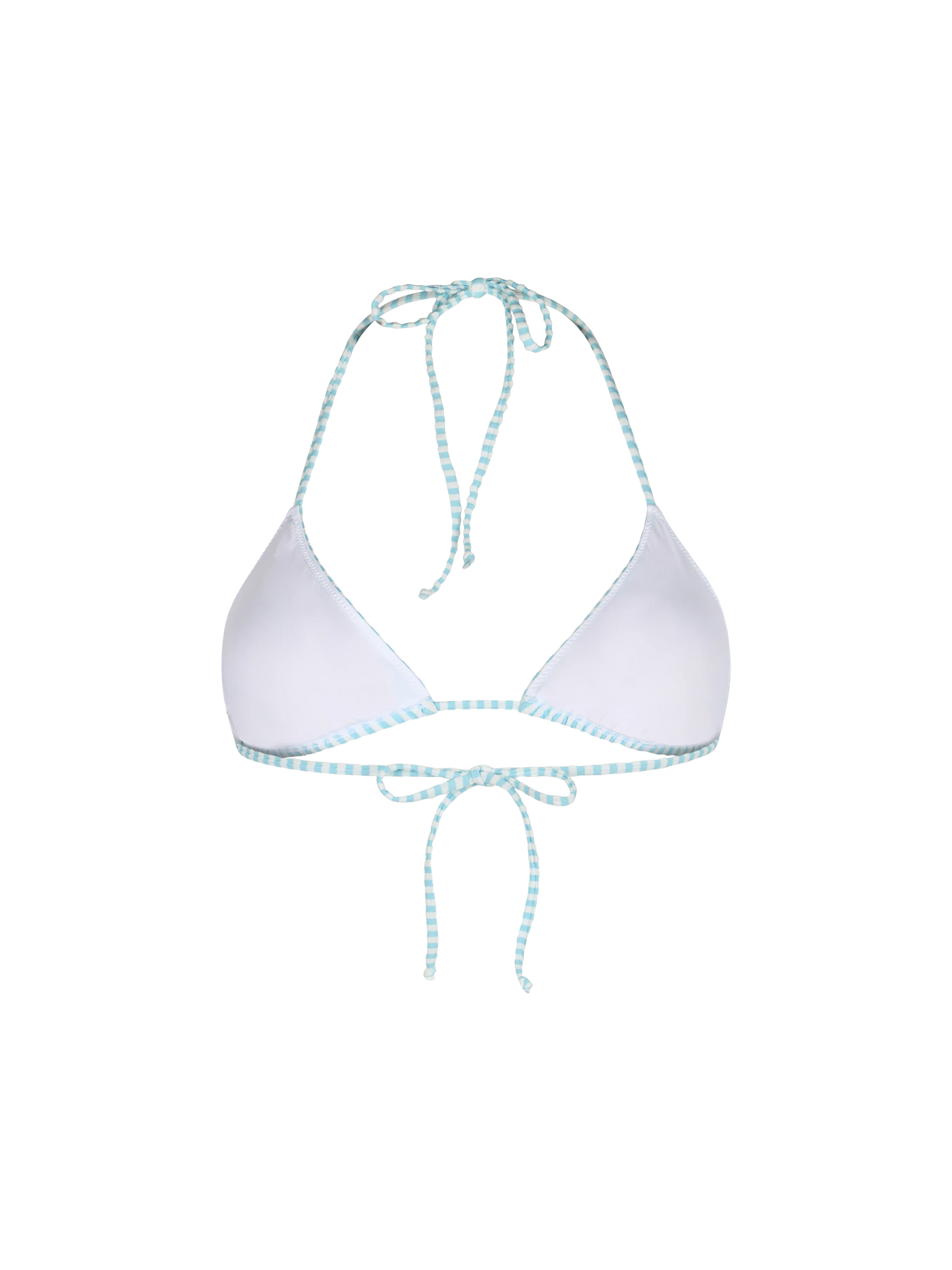 Woman seersucker striped triangle top swimsuit Leah