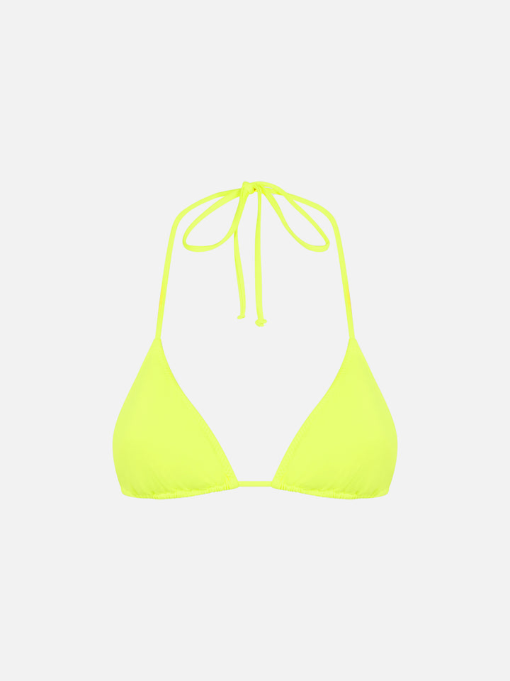 Woman fluo yellow triangle top swimsuit