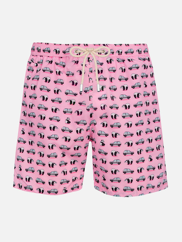 Man lightweight fabric swim-shorts Lighting Micro Fantasy with Panda and panda print | PANDA SPECIAL EDITION