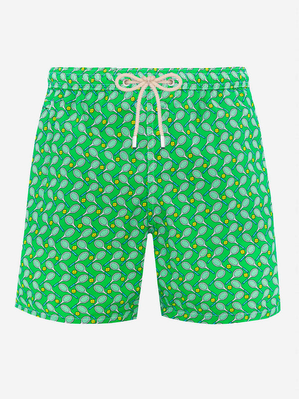 Man lightweight fabric swim-shorts Lighting Micro Fantasy with tennis print