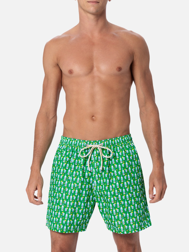 Man lightweight fabric swim-shorts Lighting Micro Fantasy with tequila print