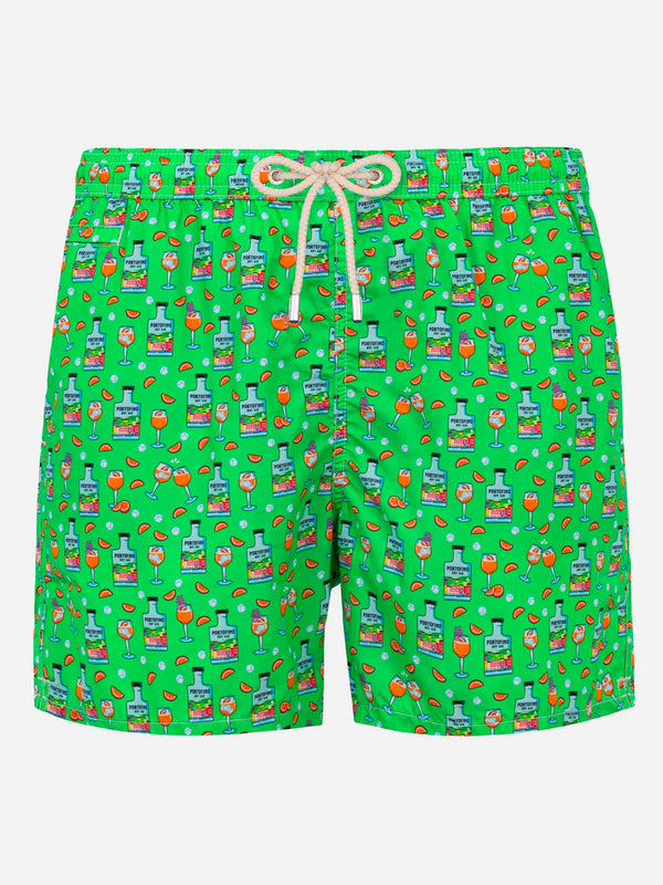 Man light fabric swim shorts with Gin print | PORTOFINO DRY GIN SPECIAL EDITION