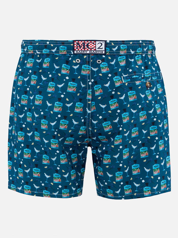 Herren-Badeshorts aus leichtem Stoff Lighting Micro Fantasy mit Gin Tonic Portofino Gin-Aufdruck | PORTOFINO DRY GIN SONDEREDITION
