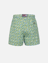 Man lightweight fabric swim-shorts Lighting Micro Fantasy with gin and lemon print