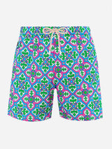 Herren-Badeshorts Lighting 70 aus leichtem Stoff mit Majolika-Print