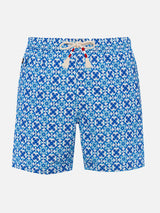 Herren-Badeshorts Lighting 70 aus leichtem Stoff mit Majolika-Print