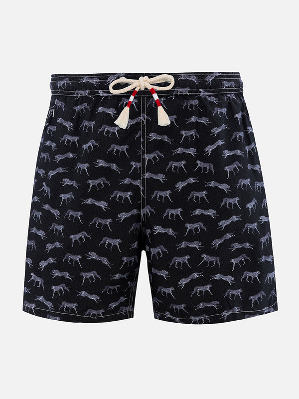 Herren-Badeshorts Lighting 70 aus leichtem Stoff mit Mikro-Cheeta-Print