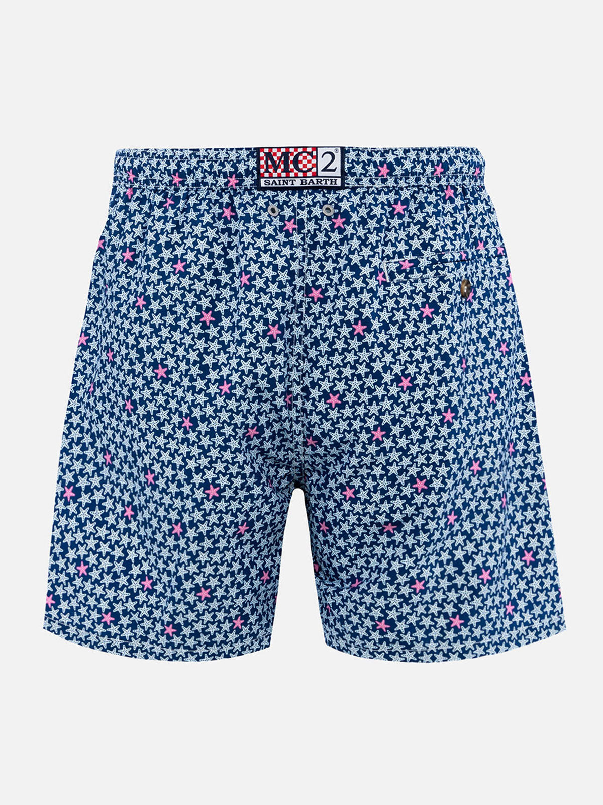 Man lightweight fabric swim-shorts Lighting 70 with starfishes print - MC2 Saint Barth