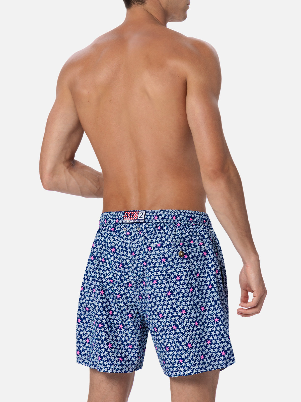 Man lightweight fabric swim-shorts Lighting 70 with starfishes print - MC2 Saint Barth