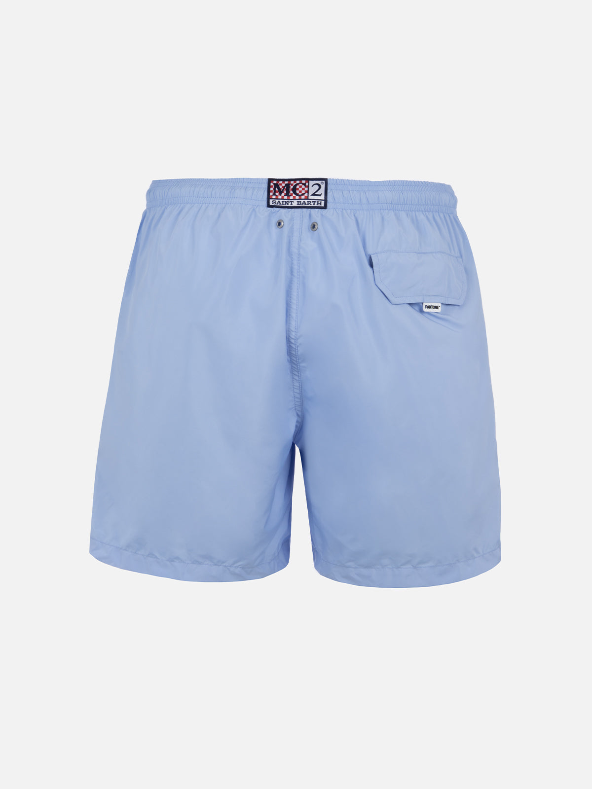 Man lightweight fabric sky blue swim shorts Lighting Pantone