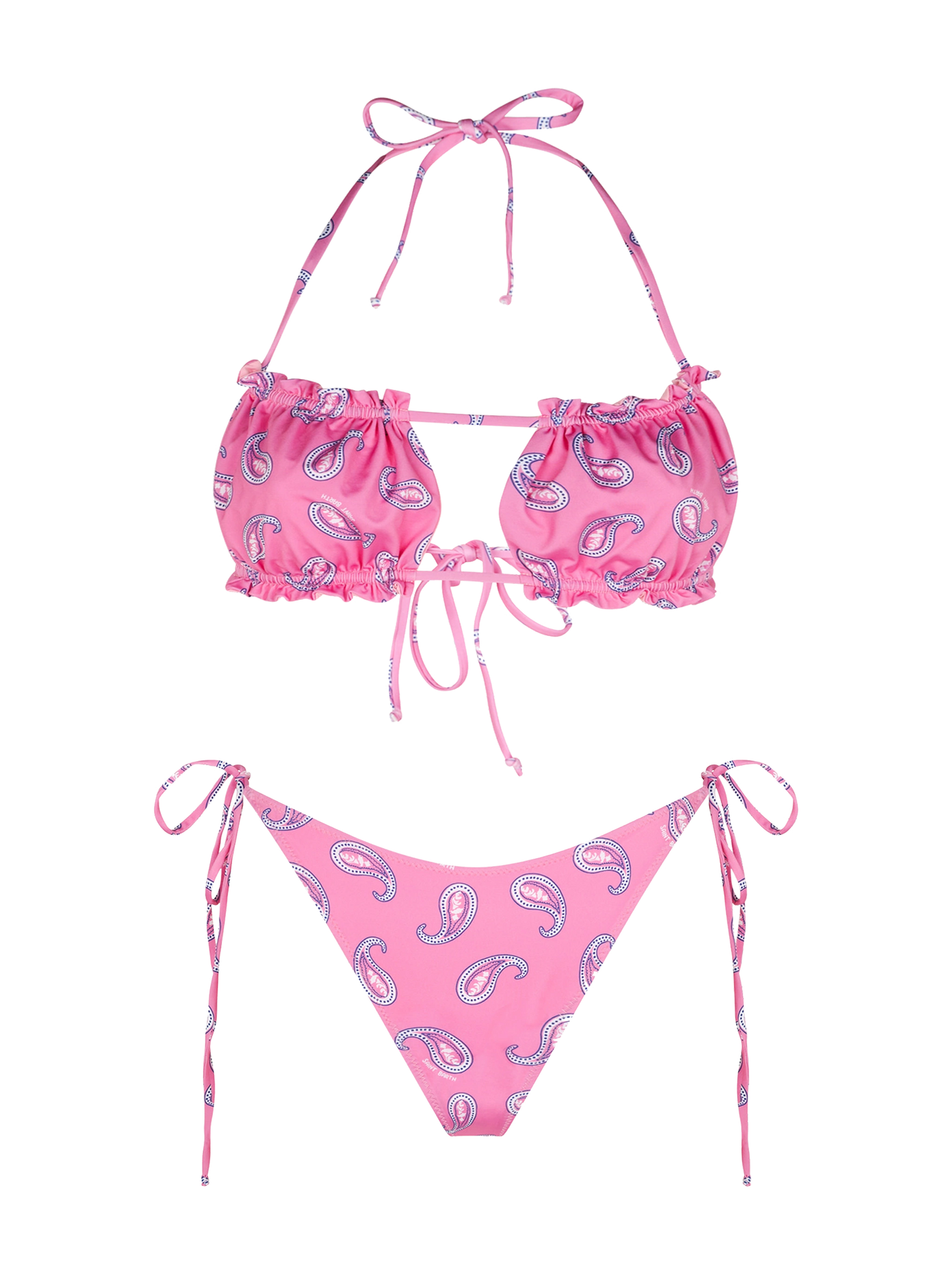 Bikini da donna a fascia con stampa paisley