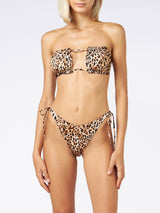 Woman bandeau bikini with leopard print